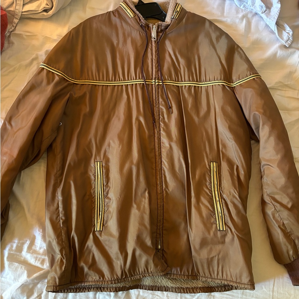 brown with yellow jacket
